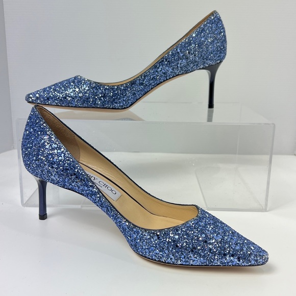 Jimmy Choo: New Sparkling glitter Blue Heels, size 39, - Picture 6 of 14